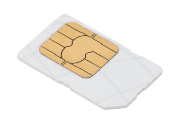 Sim card for mobile phone isolated on white background