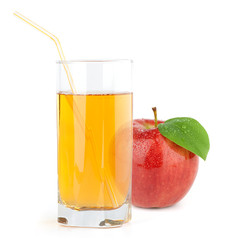 red apple with juice