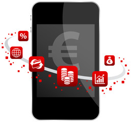 Smartphone 6 Red Icons Mobile Banking Euro