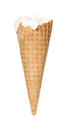 White ice cream with waffle for refreshment in hot summer