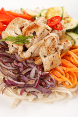 meat with vegetables and noodles