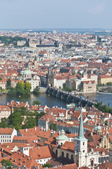 Fototapeta na wymiar Charles bridge from the Castle of Prague