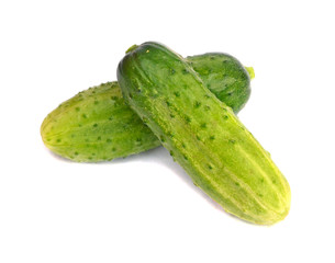 Two cucumbers isolated on white background