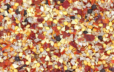 Close view garlic pepper and salt seasoning