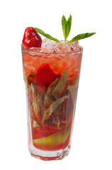 Mojito strawberry cocktail. closeup