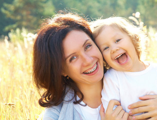 Happy mother and daughter