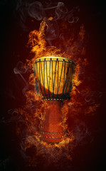 African drum in fire