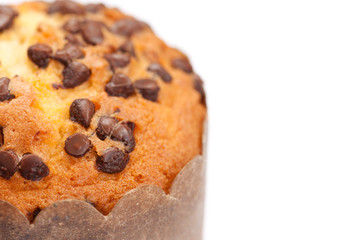 Chocolate cup cake on white background