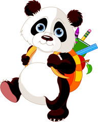 Le panda mignon va à l& 39 école