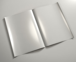 Blank paper spread, A4 print format. 3d.