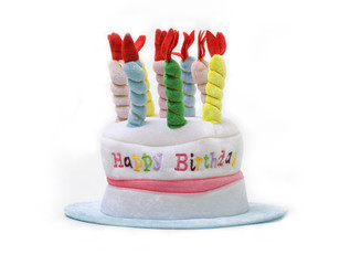 Party hat that says happy birthday on it