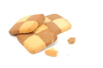 Biscuits with Crumbs Isolated on White Background