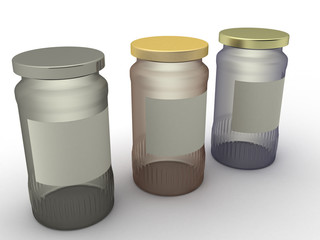 Three jars of different glasses and different caps №2