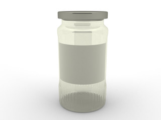 An empty glass jar with metal lid on a white background №2