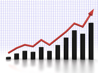 Obraz premium The graph of growth of the black cylinders №1