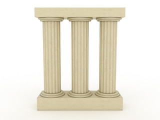 Three ancient columns of marble on a white background №2