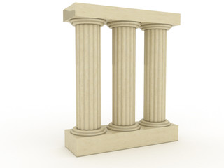 Three ancient columns of marble on a white background №1