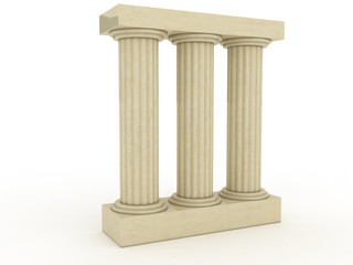 Obraz premium Three ancient columns of marble on a white background №1