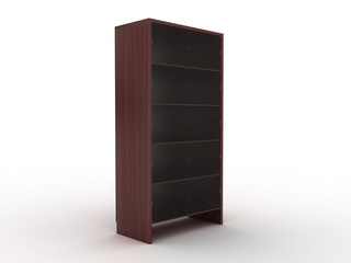 Wooden cabinet with glass doors on a white background №2