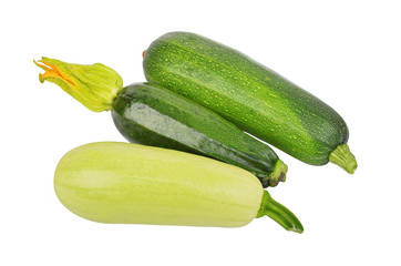 Green vegetable marrow (zucchini), isolated on white background