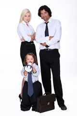 Businessman and his smart family