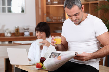 Couple having breakfast
