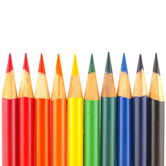 Rainbow of Colored Pencils Isolated on White