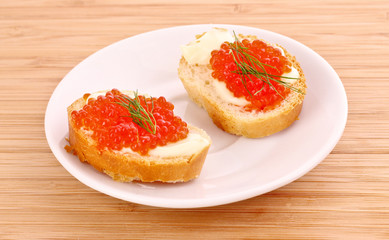 Red caviar and bread