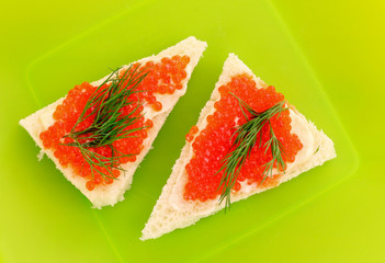 Red caviar and bread