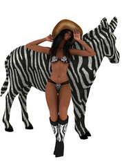 Woman in zebra print lingerie and boots with zebra