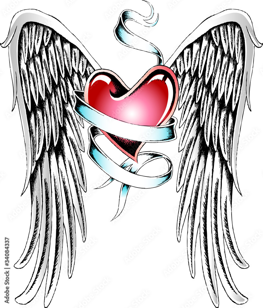 Wall mural angel heart design