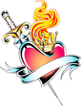 tribal flame heart design