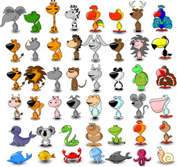 Obraz premium Большой набор векторных различных милых животных