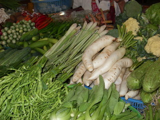 Assorted vegetables on sale at Thai market