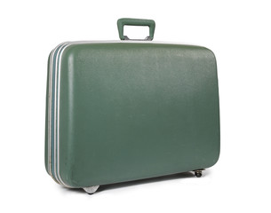 green Suitcase isolated on white
