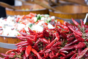 chillies at a market.