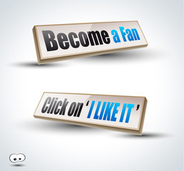 'Become a Fan' social themes 3D Panels