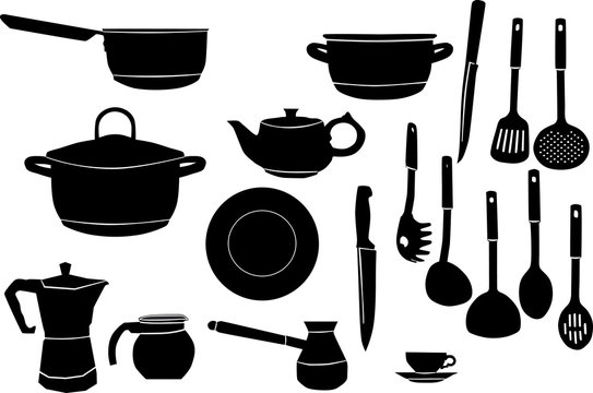set of ware black silhouettes
