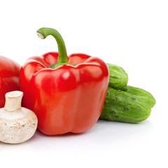 Fresh vegetables still life. Isolated on white background