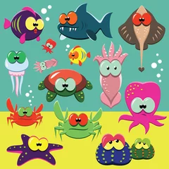Poster Grappige zeedieren set © slybrowney