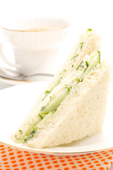The triangular sandwich with cucumber