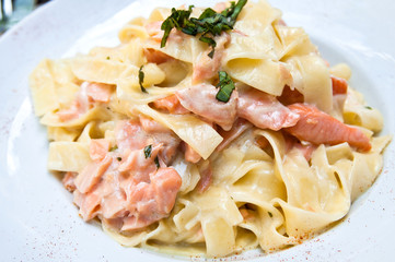 pasta and smoked salmon