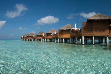 Overwater bungalows on the lagoon