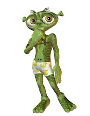 Nachdenkliches Alien Toon