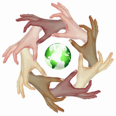 human hand and symbol of our planet