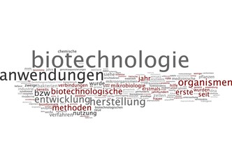 Biotechnologie - Word Tags auf weißem Hintergrund