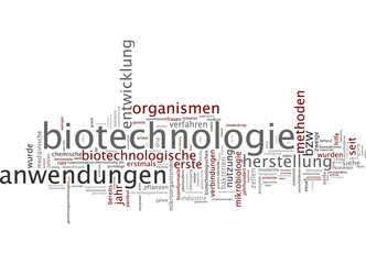 Biotechnologie - Word Tags auf weißem Hintergrund