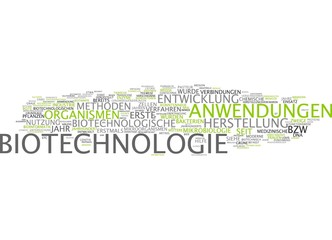 Biotechnologie - Word Tags auf weißem Hintergrund