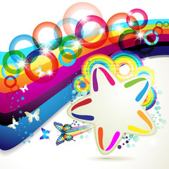 Colorful background with stars and circles rainbow