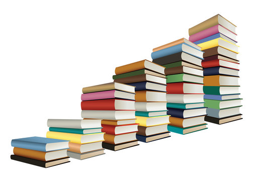 stacks of books, staircase shape, vector